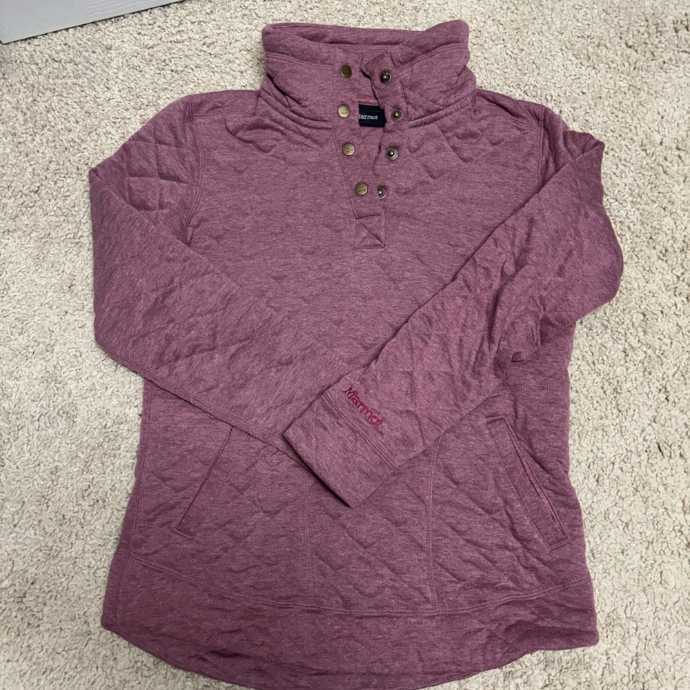 EUC- Marmot Purple-Mauve Snap Button Quilted Pullover